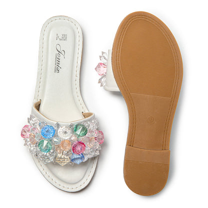 JOMIX Ciabatte Estive da Donna con Strass Moda Pantofole da casa all'aperto