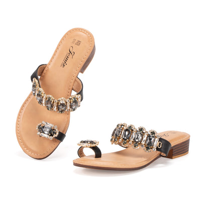 JOMIX Ciabatte estive da donna con strass Pantofole alla moda WFC250234