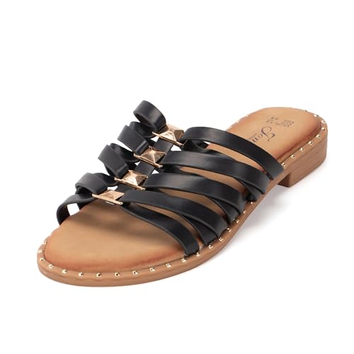 JOMIX Ciabatte Estive da Donna in Pelle Pantofole da Spiaggia Eleganti Morbide e Antiscivolo Cuscino Resistente All'usura Facile da Pulire WFC250362
