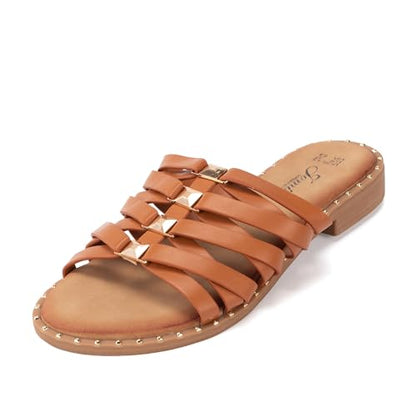 JOMIX Ciabatte Estive da Donna in Pelle Pantofole da Spiaggia Eleganti Morbide e Antiscivolo Cuscino Resistente All'usura Facile da Pulire WFC250362