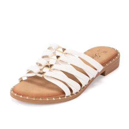 JOMIX Ciabatte Estive da Donna in Pelle Pantofole da Spiaggia Eleganti Morbide e Antiscivolo Cuscino Resistente All'usura Facile da Pulire WFC250362