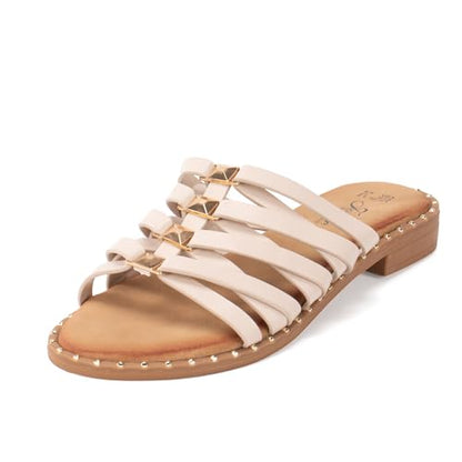 JOMIX Ciabatte Estive da Donna in Pelle Pantofole da Spiaggia Eleganti Morbide e Antiscivolo Cuscino Resistente All'usura Facile da Pulire WFC250362