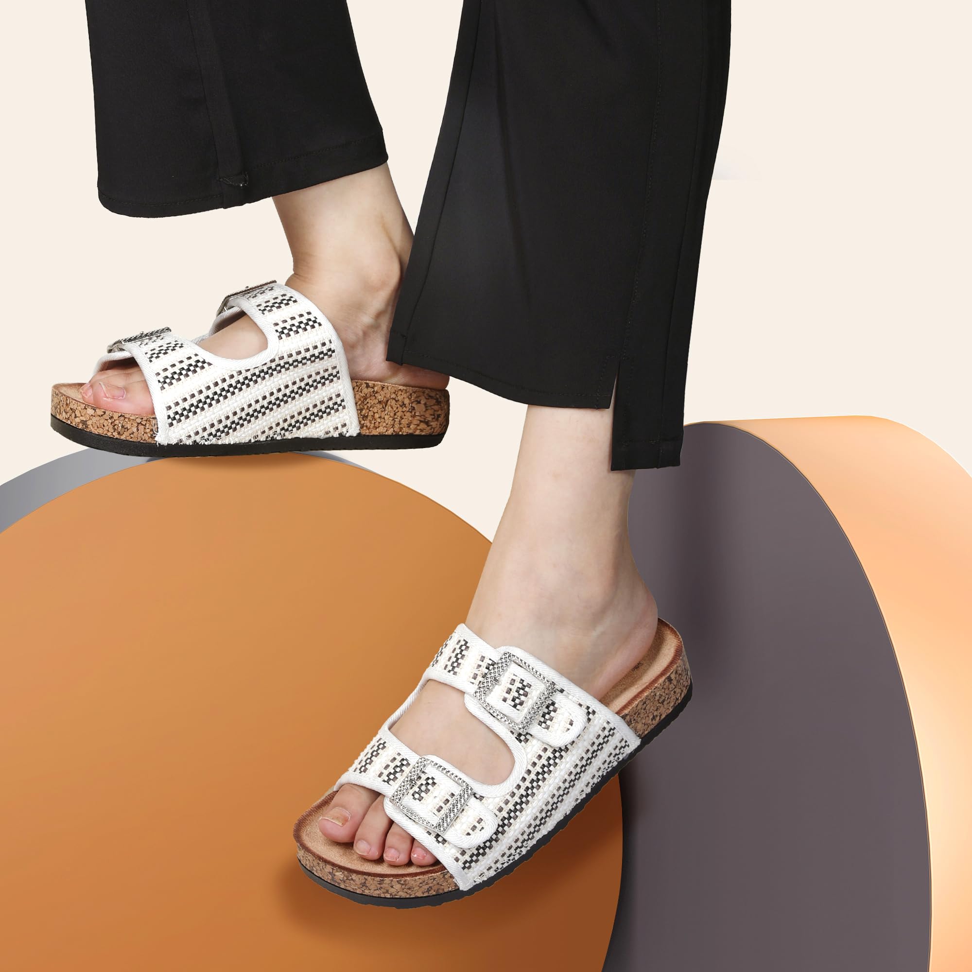 JOMIX Ciabatte Estive da Donna Suola in Sughero Punta Aperta Comfort Antiscivolo con Supporto per l'arco Plantare WCF250329