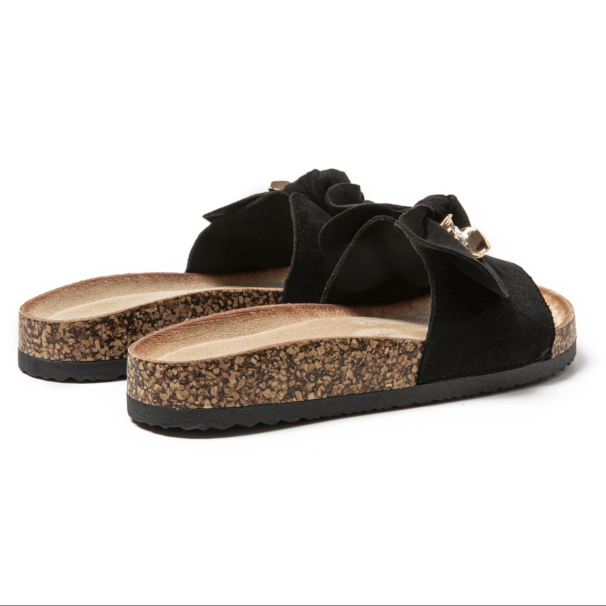 JOMIX Clogs Damen Pantoletten Sommer Sandalen mit Strass Fliege Strand Sandaletten Bequem Kork Strandsandalen Sommerschuhe