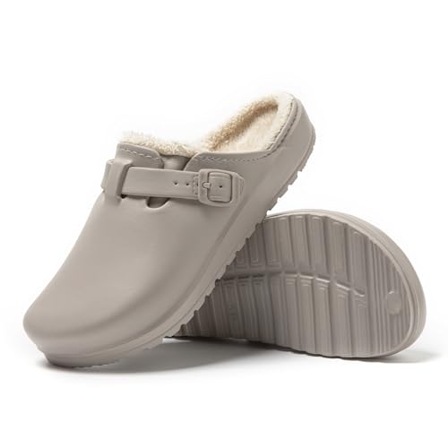 JOMIX Clogs Herren Pantoletten Winter Gefüttert Plüsch Gartenschuhe Warme Hausschuhe
