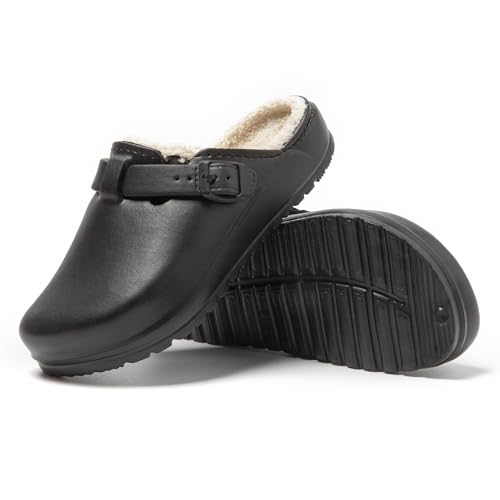 JOMIX Clogs Herren Pantoletten Winter Gefüttert Plüsch Gartenschuhe Warme Hausschuhe