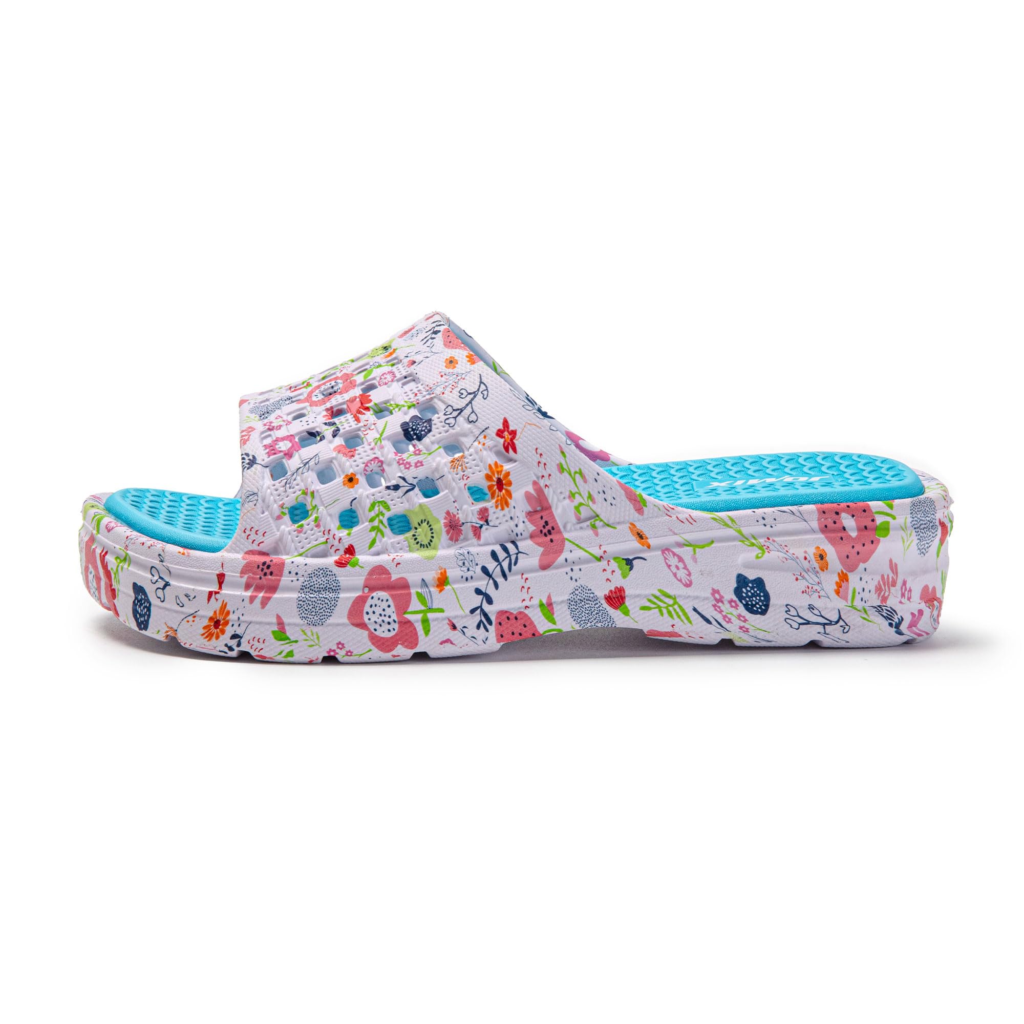 JOMIX Damen Badelatschen Sommer Dicke Sole Pantoletten Bunte Badeschuhe mit Fussbett 100% Eva Weiche Badeschuhe Süße Schlappen Lustig Sandalen Indoor Outdoor