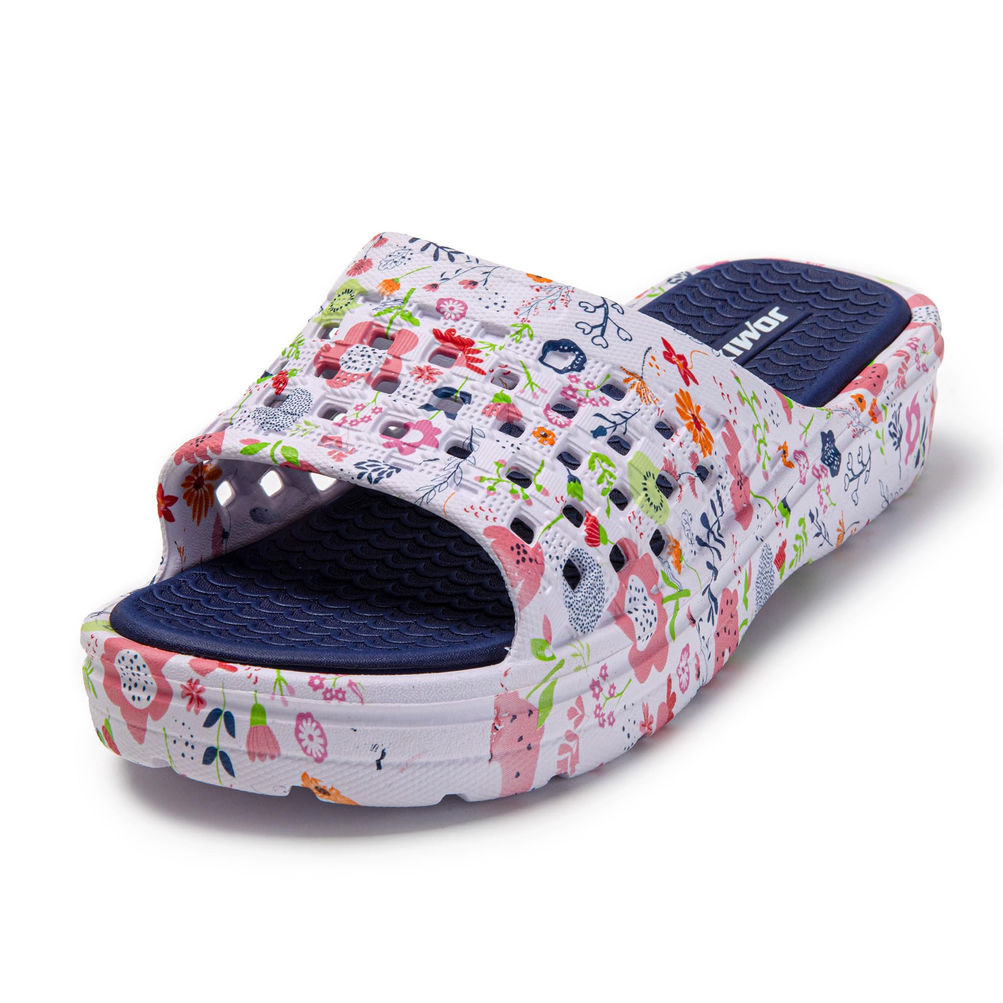 JOMIX Damen Badelatschen Sommer Dicke Sole Pantoletten Bunte Badeschuhe mit Fussbett 100% Eva Weiche Badeschuhe Süße Schlappen Lustig Sandalen Indoor Outdoor