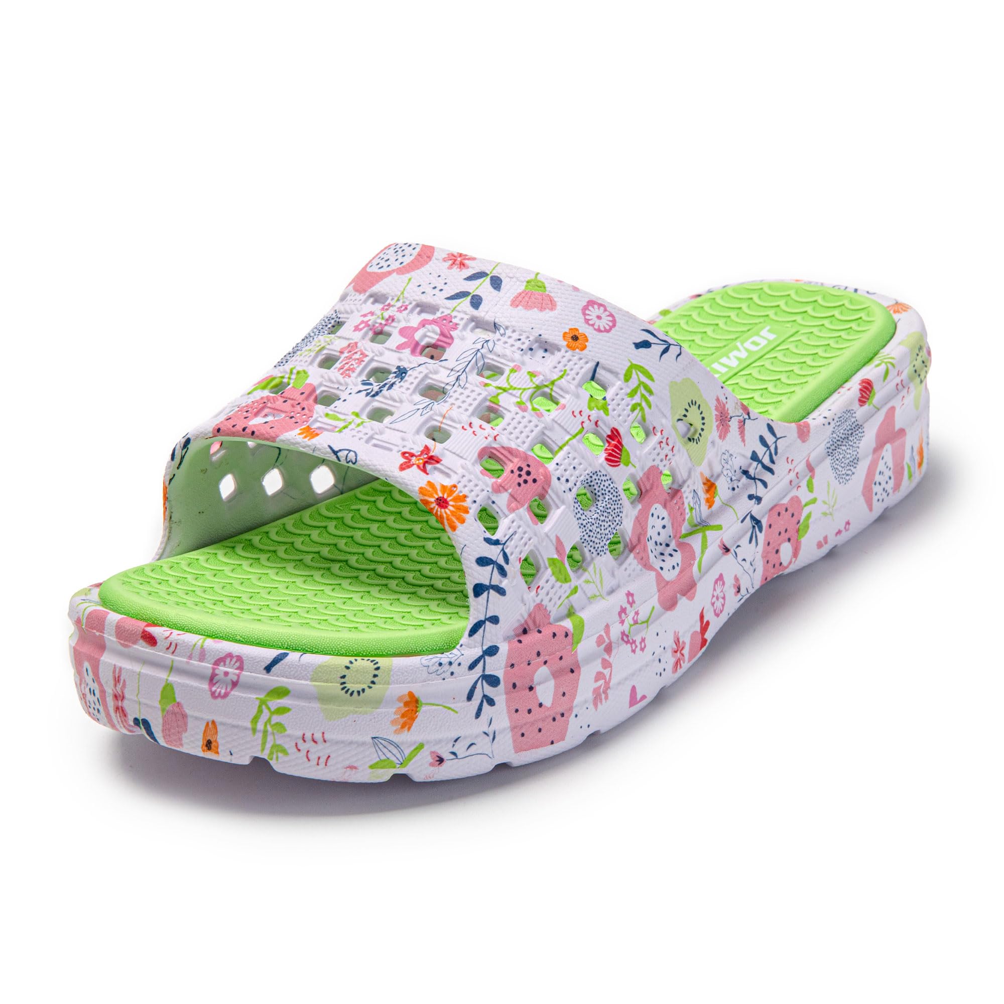JOMIX Damen Badelatschen Sommer Dicke Sole Pantoletten Bunte Badeschuhe mit Fussbett 100% Eva Weiche Badeschuhe Süße Schlappen Lustig Sandalen Indoor Outdoor