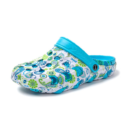 JOMIX Damen Clogs mit Fußbett Sommer Bunte Gartenschuhe Arbeitsclogs Anti - Rutsch Leicht Gummi Hausschuhe Pantoletten Wandern Meer Strand Pool