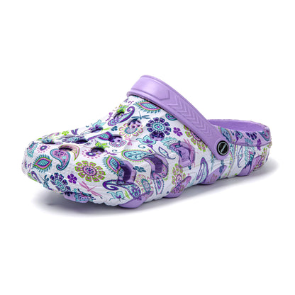 JOMIX Damen Clogs mit Fußbett Sommer Bunte Gartenschuhe Arbeitsclogs Anti - Rutsch Leicht Gummi Hausschuhe Pantoletten Wandern Meer Strand Pool