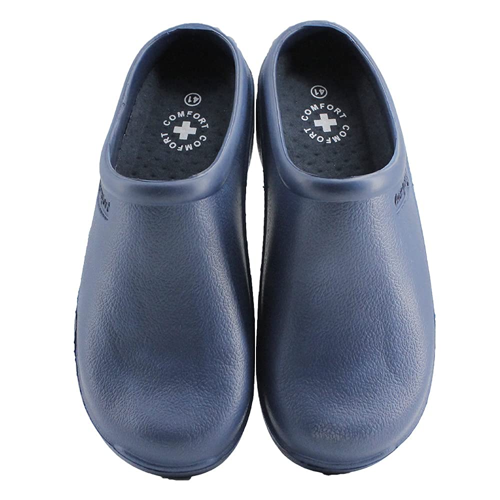 JOMIX Damen Clogs Pantoletten Gartenschuhe Leichte Medizinische Atmungsaktiv Arbeitsschuhe kochschuhe Rutschfest Gummi Gartenclogs ( Blau, 39 EU )