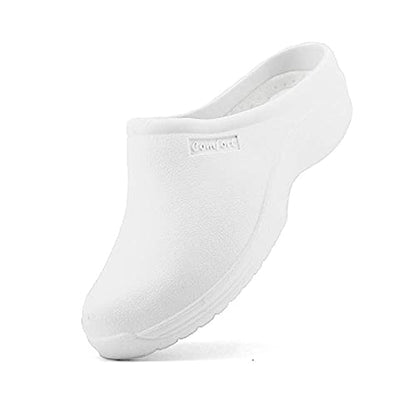 JOMIX Damen Clogs Pantoletten Gartenschuhe Leichte Medizinische Atmungsaktiv Arbeitsschuhe kochschuhe Rutschfest Gummi Gartenclogs (Weiß, 41 EU)