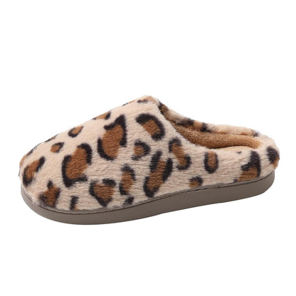 JOMIX Damen Hausschuhe Winter Leopard Pantoffeln Warme Plüsch Baumwolle Bequeme Slippers Rutschfeste Puschen