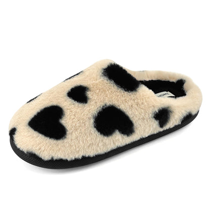 JOMIX Damen Hausschuhe Winter Leopard Pantoffeln Warme Plüsch Baumwolle Bequeme Slippers Rutschfeste Puschen
