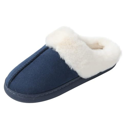 JOMIX Damen Hausschuhe Winter Weiche Flache Plüsch Flauschige Pantoffeln mit Gefüttert Warm Faux Pelz Slipper Gäste Rutschfeste Puschen