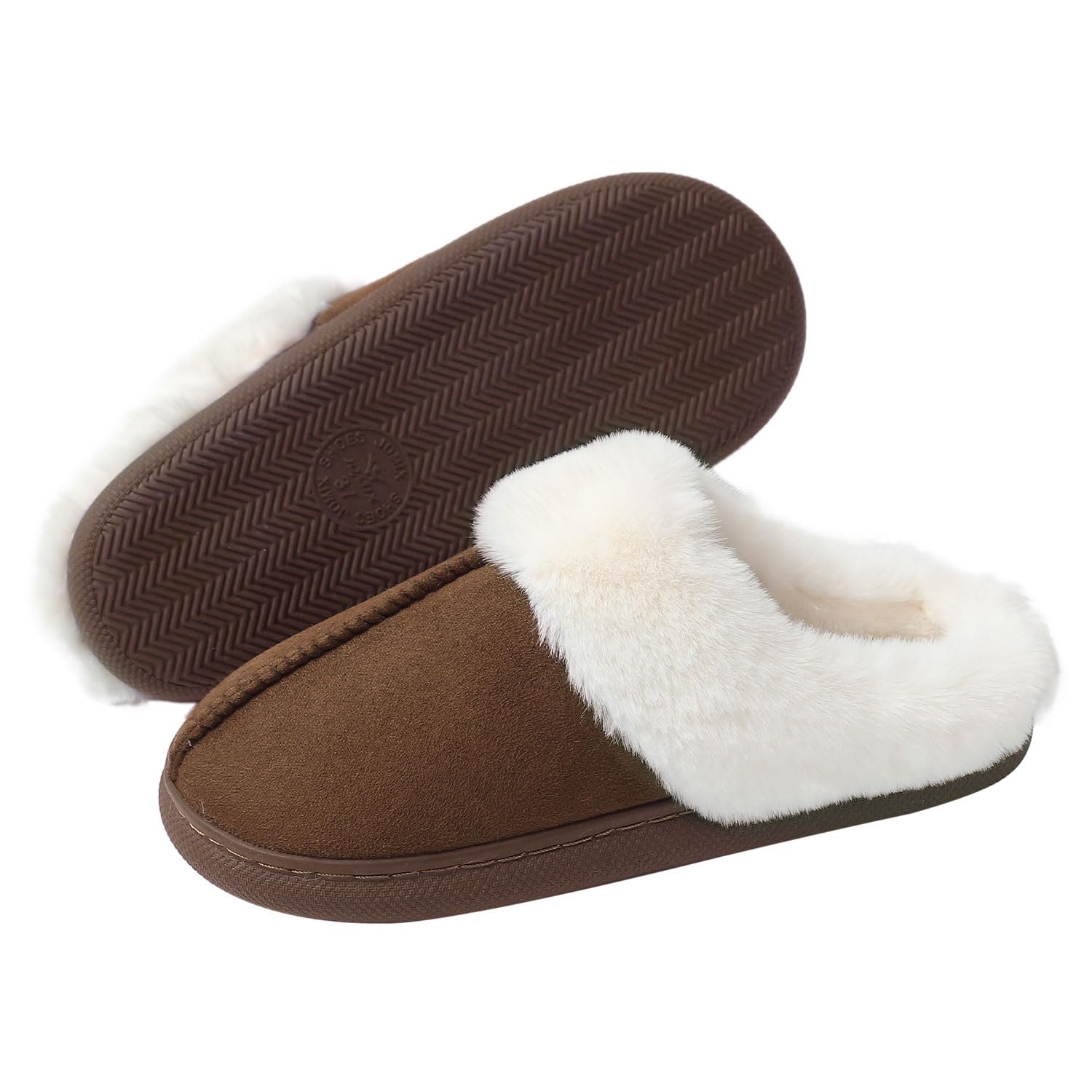 JOMIX Damen Hausschuhe Winter Weiche Flache Plüsch Flauschige Pantoffeln mit Gefüttert Warm Faux Pelz Slipper Gäste Rutschfeste Puschen
