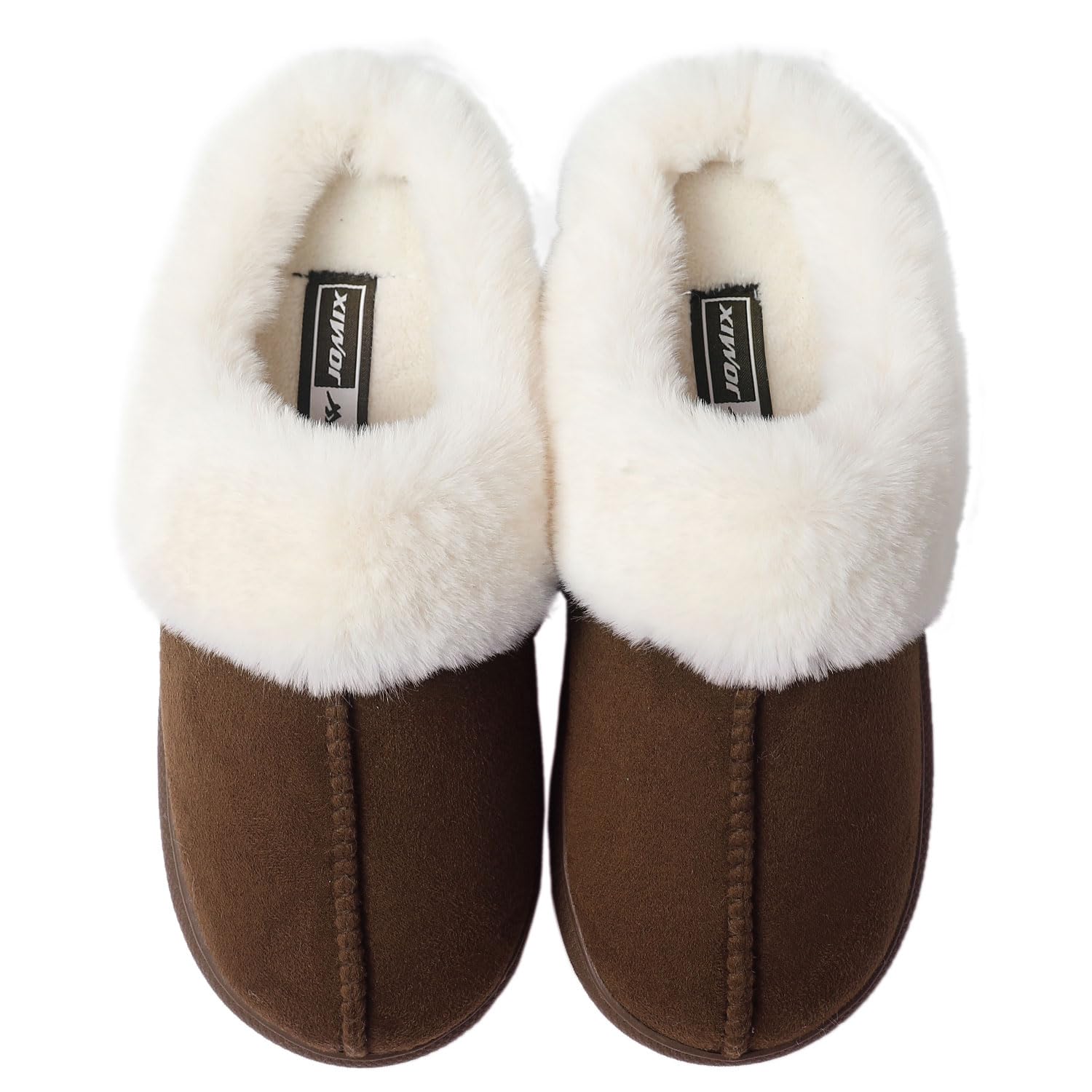 JOMIX Damen Hausschuhe Winter Weiche Flache Plüsch Flauschige Pantoffeln mit Gefüttert Warm Faux Pelz Slipper Gäste Rutschfeste Puschen