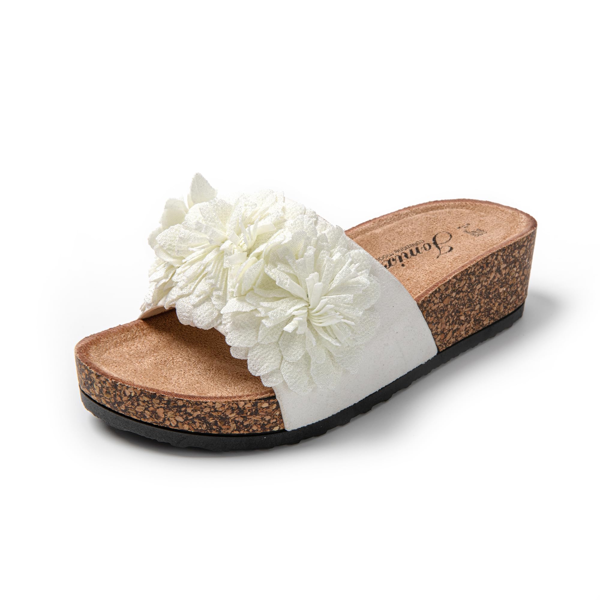 JOMIX Damen Pantoletten Blumen Clogs Sandalen Plateau Kork Strand Sommerschuhe