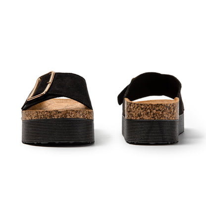 JOMIX Damen Pantoletten mit Verstellbarer Rieme Clogs Sommerschuhe Sandalen Plateau Bequeme Kork Strand Schuhe