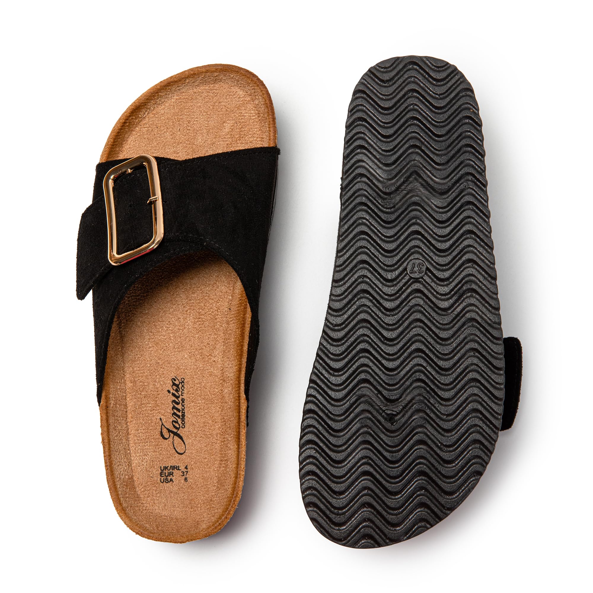 JOMIX Damen Pantoletten mit Verstellbarer Rieme Clogs Sommerschuhe Sandalen Plateau Bequeme Kork Strand Schuhe