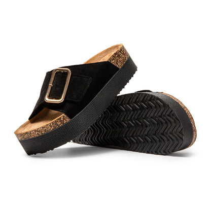 JOMIX Damen Pantoletten mit Verstellbarer Rieme Clogs Sommerschuhe Sandalen Plateau Bequeme Kork Strand Schuhe