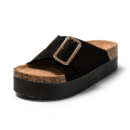 JOMIX Damen Pantoletten mit Verstellbarer Rieme Clogs Sommerschuhe Sandalen Plateau Bequeme Kork Strand Schuhe