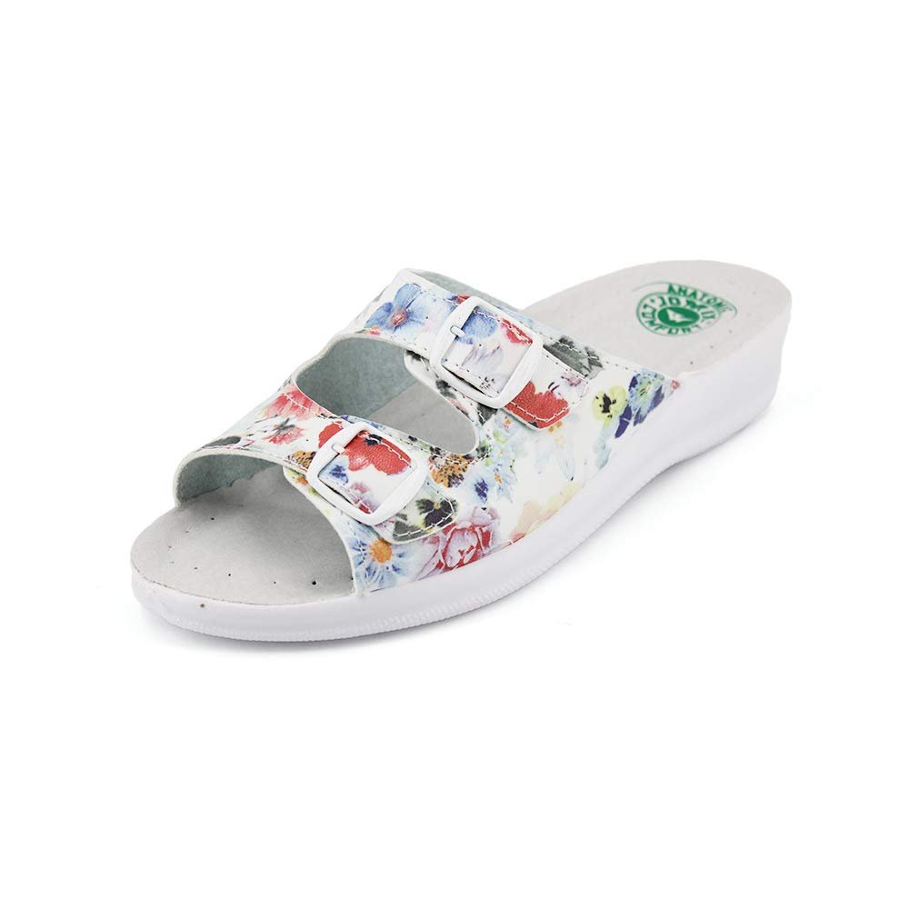 JOMIX Damen Pantoletten Sommer Orthopädische Sandalen Leichte Verstellbar Schnalle Clogs Weiche Anatomische Medizinische Gartenschuhe