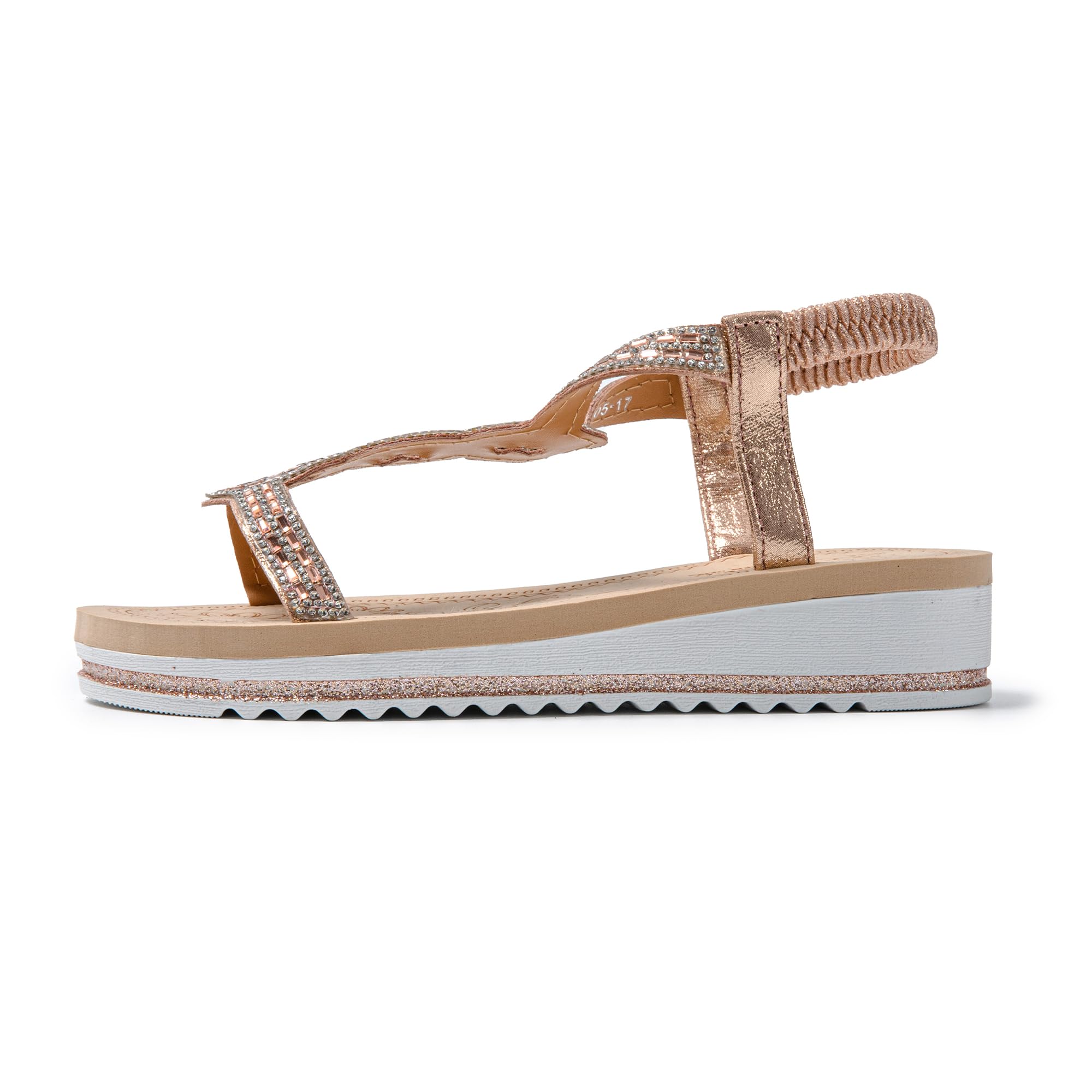 JOMIX Damen Sandalen Glitzer Bohemian Sandals mit Strass Bunte Strandschuhe Sommer Römersandalette