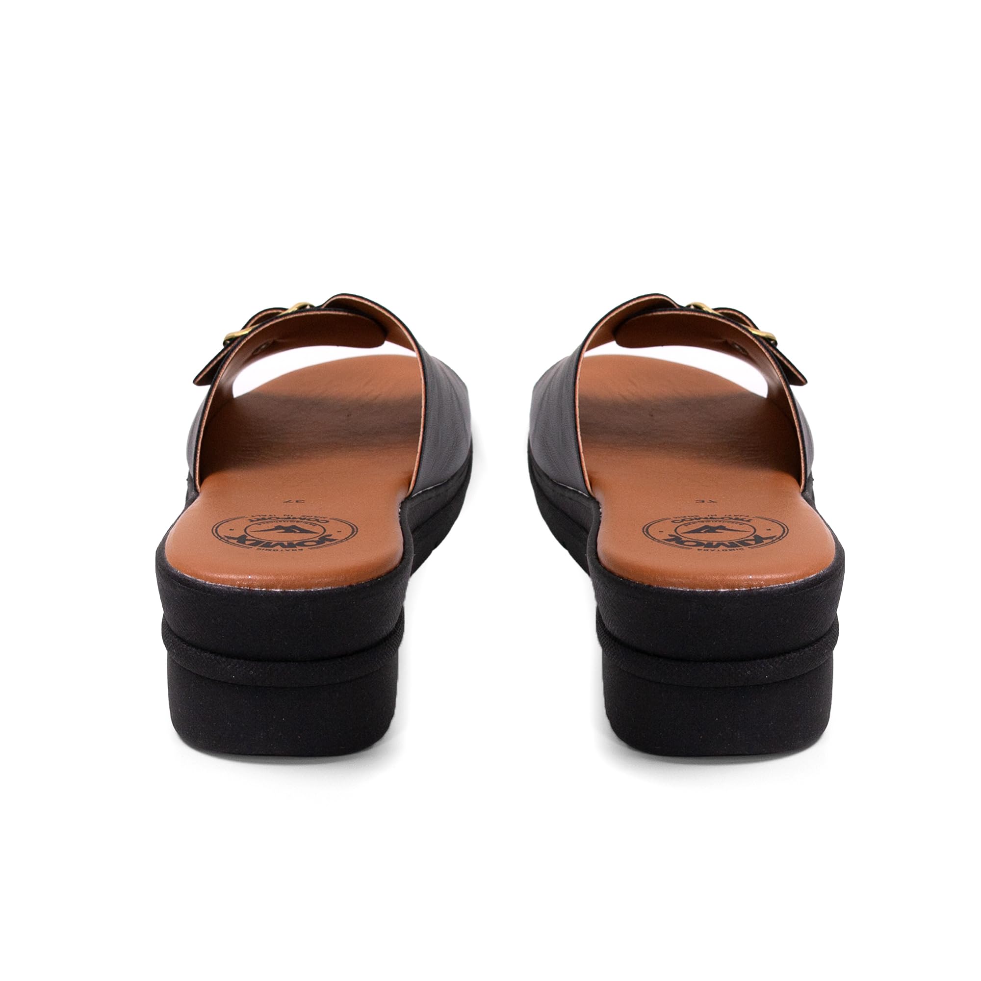 JOMIX Damen Sandalen Leder Sommer Plateau Pantoletten Keilabsatz Strandschuhe Schlappen Slipper