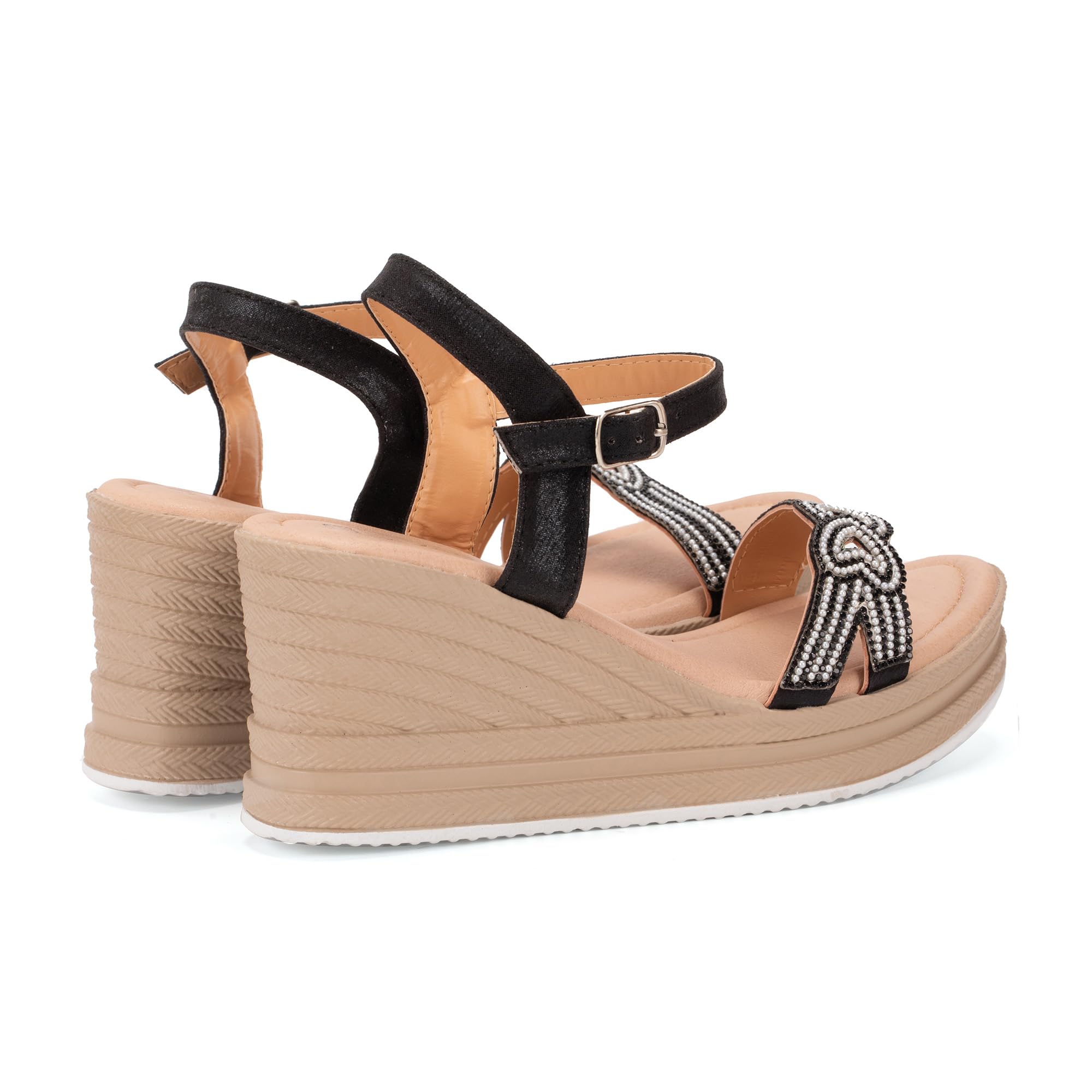 JOMIX Damen Sandalen Sommer Elegant Sandaletten mit Absatz Keilsandalen Sommerschuhe Verstellbar Schnalle Strandsandalen