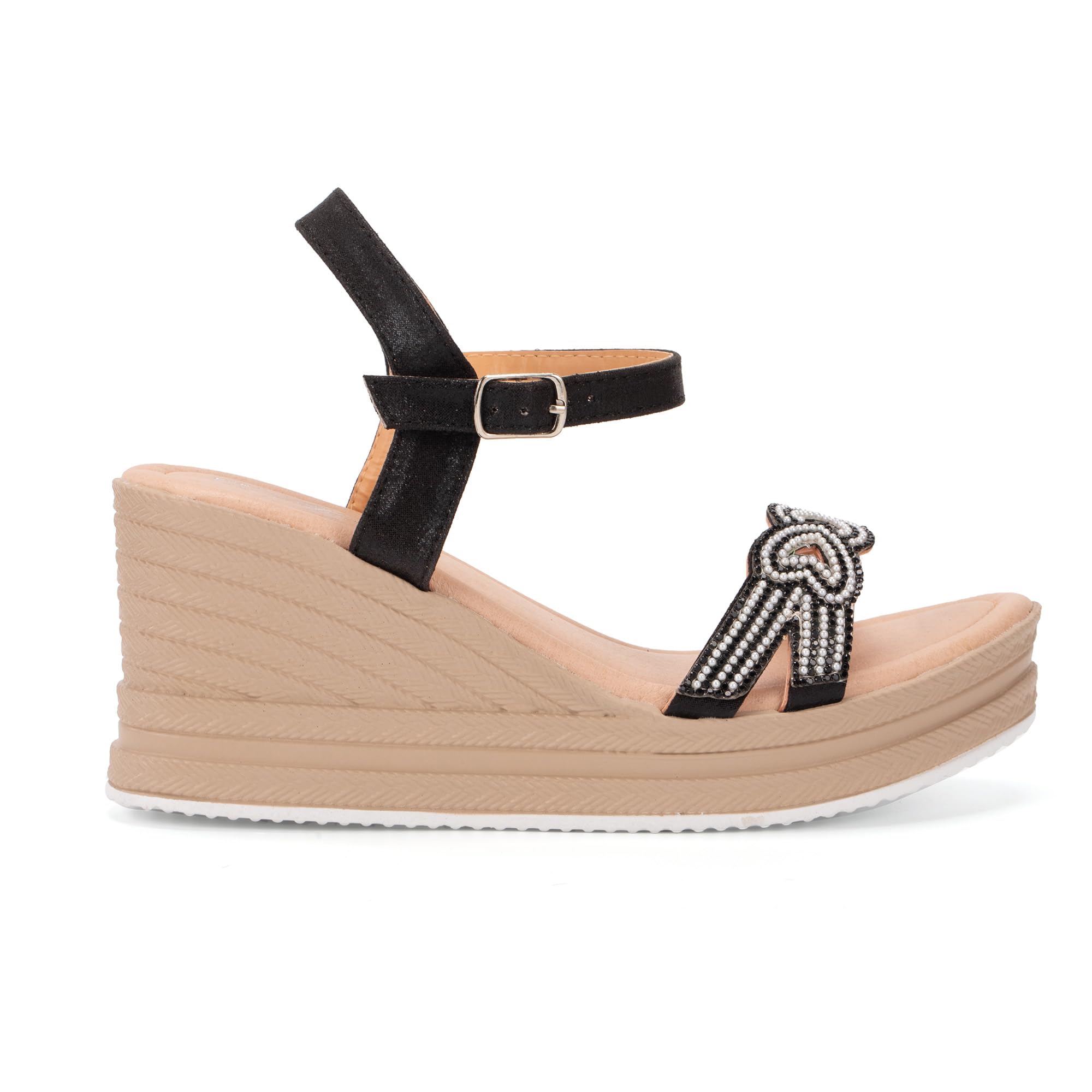 JOMIX Damen Sandalen Sommer Elegant Sandaletten mit Absatz Keilsandalen Sommerschuhe Verstellbar Schnalle Strandsandalen