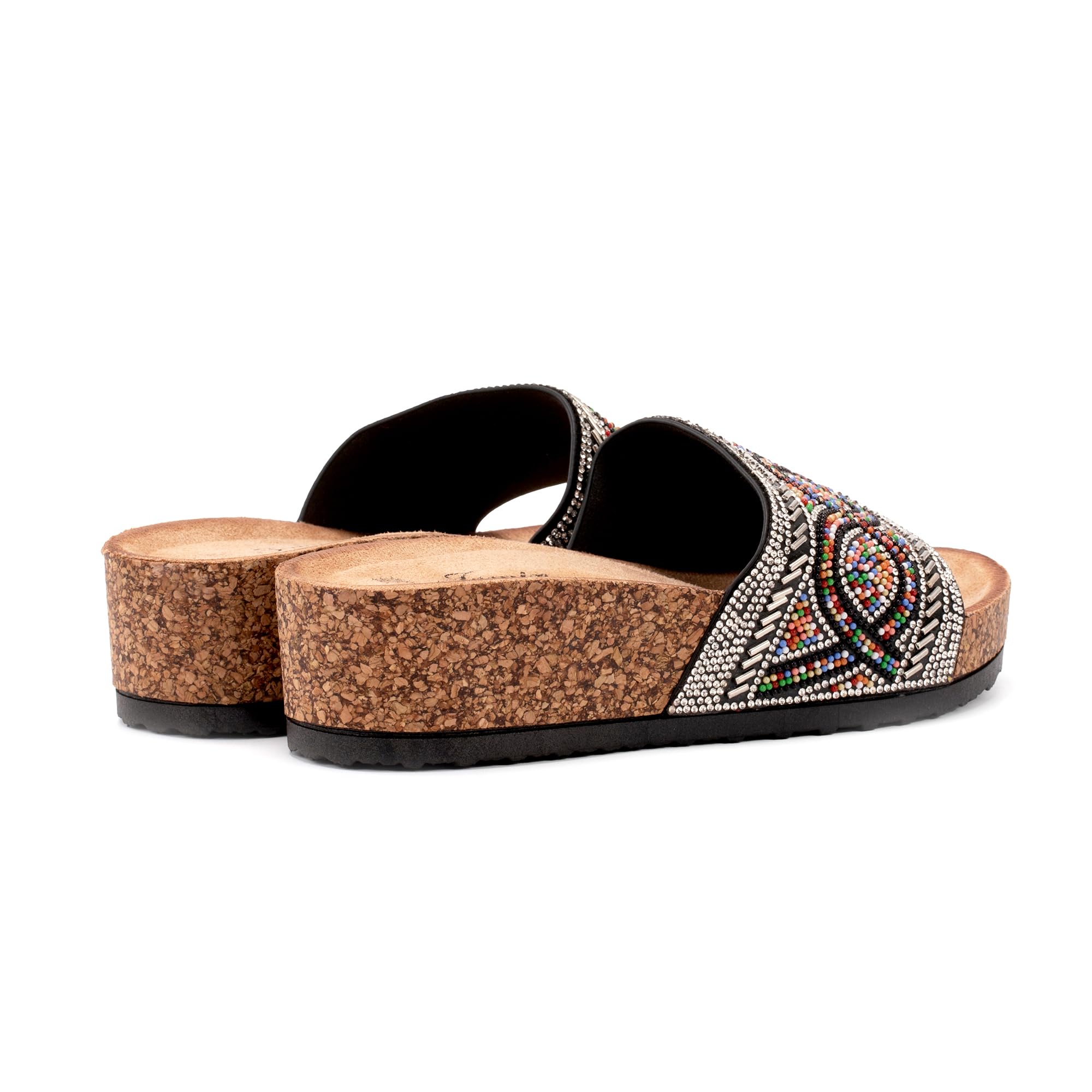 JOMIX Damen Sandalen Sommer Glitzer Pantoletten Bunte Clogs Dicke Sohle Kork Hausschuhe Weiche Strand Meer Flach Sommerschuhe