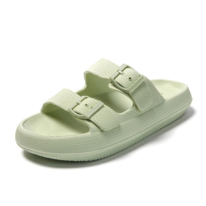 JOMIX Damen Schlappen Badelatschen Sommer Bunte Badeschuhe Flache Rutschfest Sandalen Leicht 100% Eva Badeschlappen mit Schnalle Slipper Pantoletten