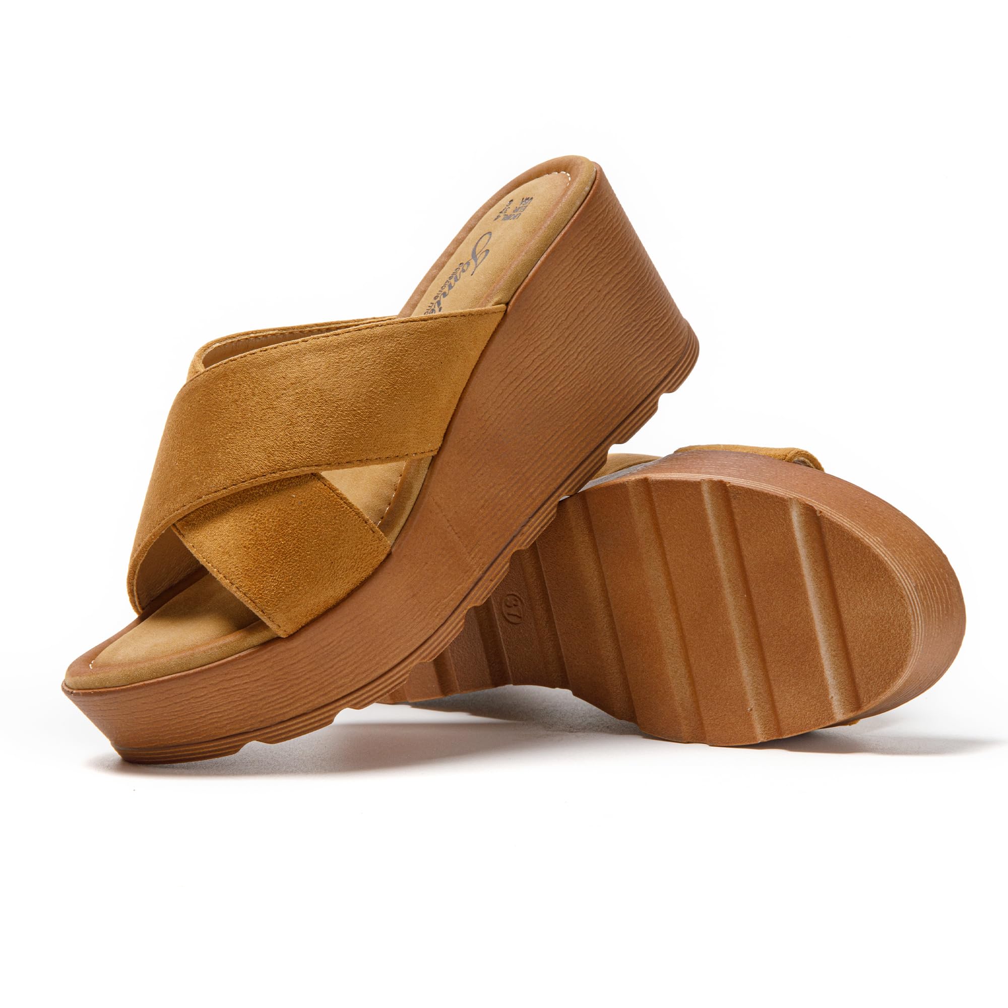 JOMIX Damen Schlappen Plateau Sandalen Pantoletten Keilabsatz Sandal Sommerschuhe Slipper Strandschuhe