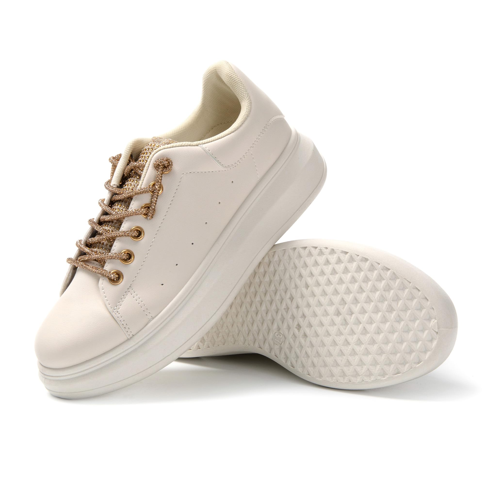 JOMIX Damen Sneaker Leder Laufschuhe Dämpfung Atmungsaktiv Leicht Bequeme Sportschuhe Denim Leinwandschuhe