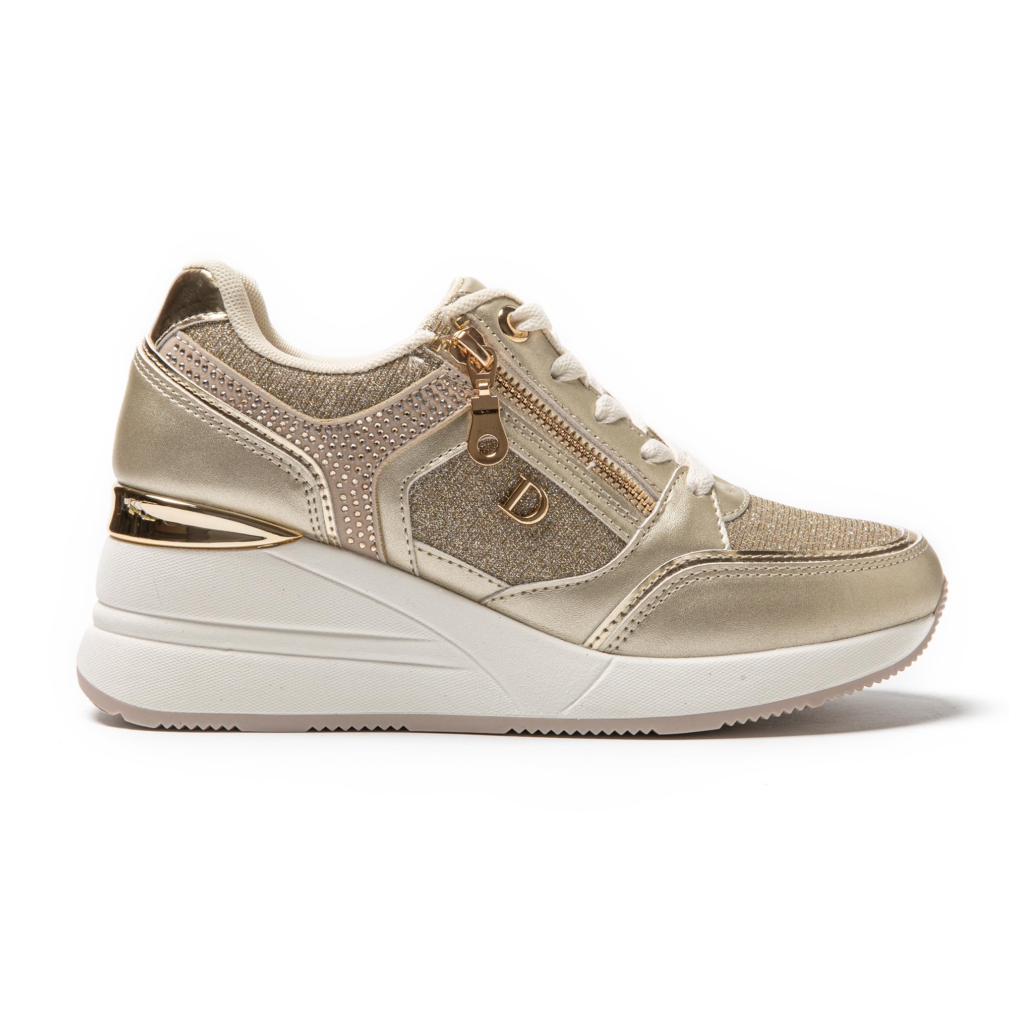 JOMIX Damen Sneaker mit Keilabsatz Mode Freizeitschuhe Keilsneaker Leder Sportschuhe Plateau Casual Schuhe