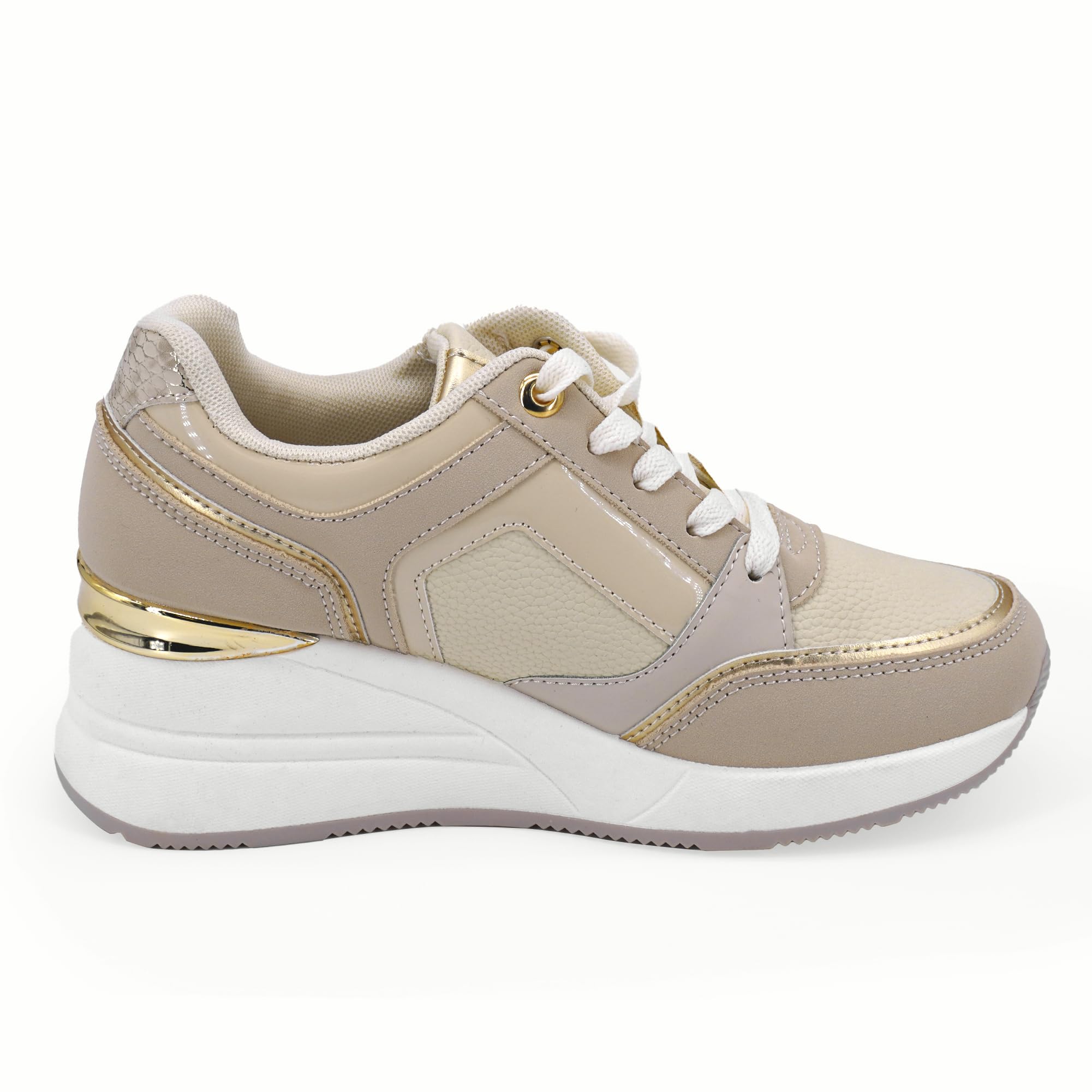 JOMIX Damen Sneaker mit Keilabsatz Mode Sportschuhe Bequeme Leder Freizeitschuhe Plateau Casual Schuhe