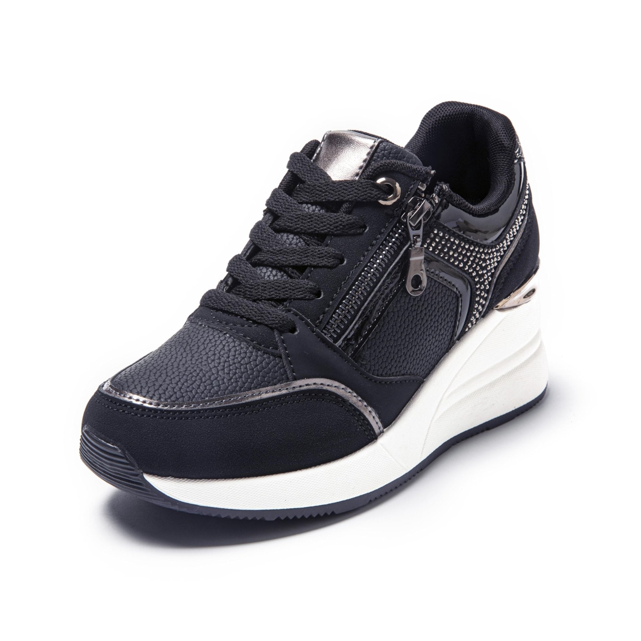 JOMIX Damen Sneaker mit Keilabsatz Mode Sportschuhe Bequeme Leder Freizeitschuhe Plateau Casual Schuhe