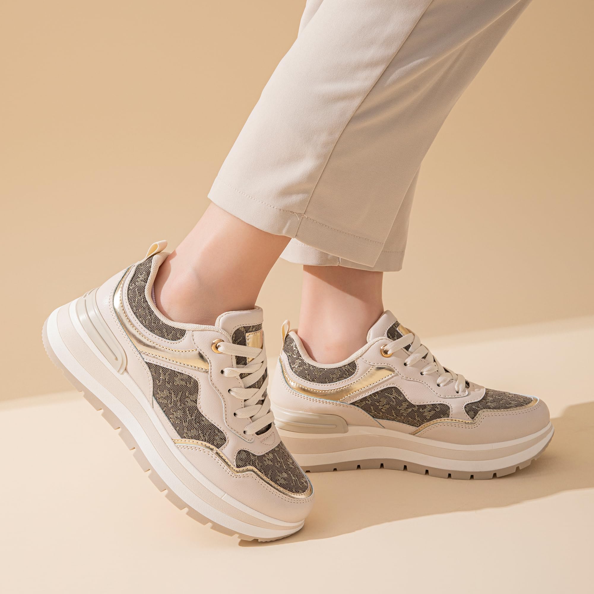 JOMIX Damen Sneaker rutschfeste Sportschuhe Freizeitschuhe Leicht Joggingschuhe Bequeme Leder Walkingschuhe Laufschuhe