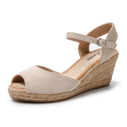 JOMIX Damen Sommer Sandalen mit Keilabsatze Frauen Bohemian Sandals Freizeit Strand Sandalette Römersandalen