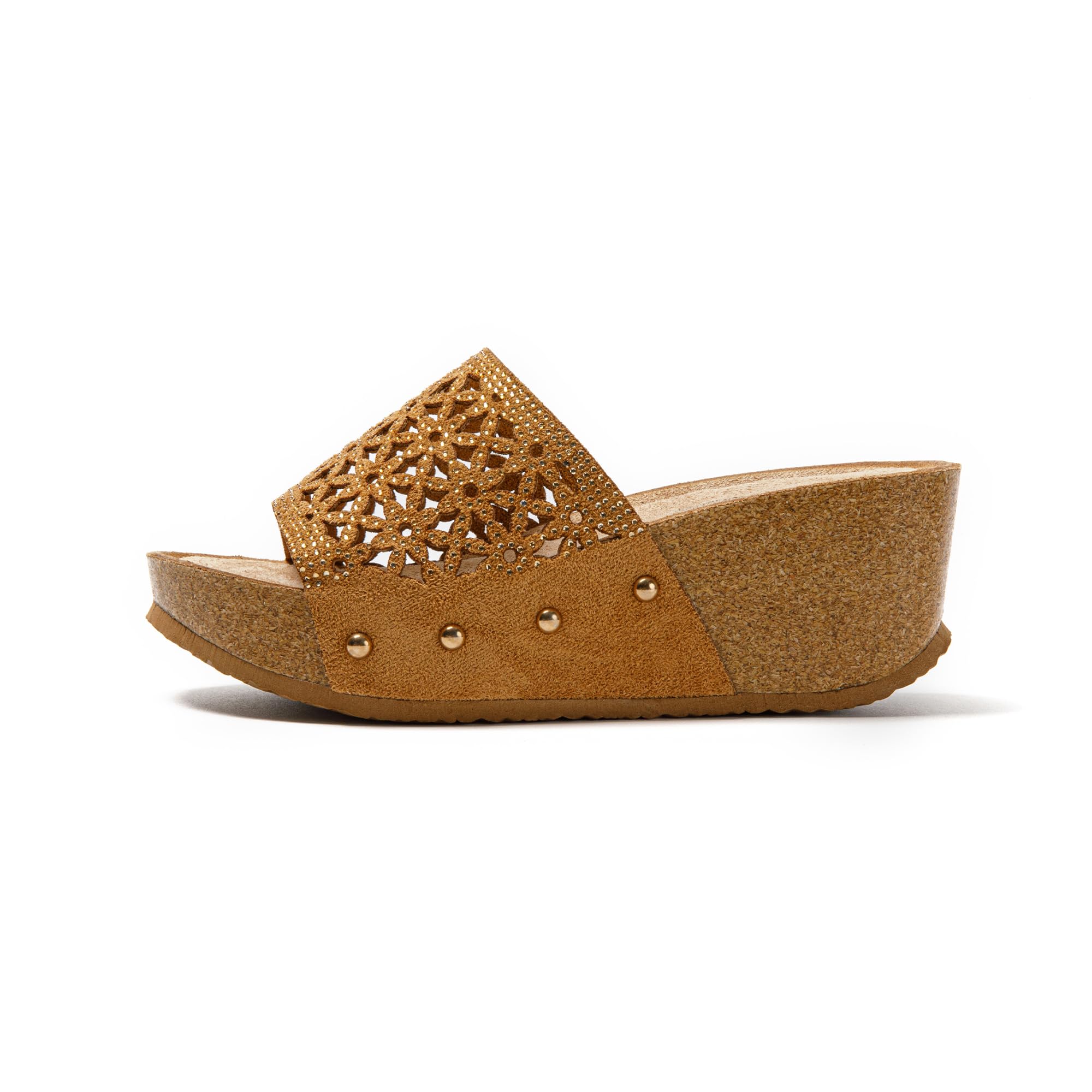 JOMIX Damen Sommer Sandalen Pantoletten Clogs Dicke Sohle Kork Hausschuhe mit Keilabsatz Weiche Strand Meer Sommerschuhe