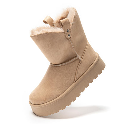 JOMIX Damen Winterstiefel Plateau Mini Winter Boots Bequeme Warm Gefüttert Schneestiefel Wasserdicht Rutschfeste Plattform Stiefel