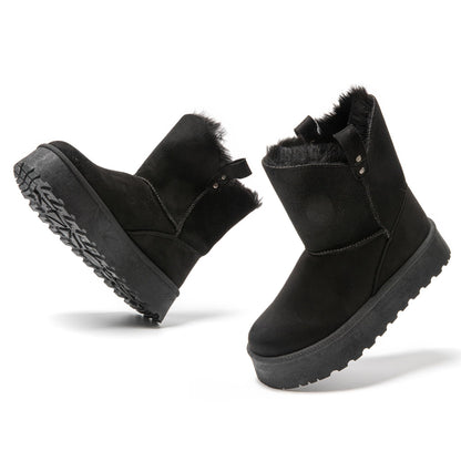 JOMIX Damen Winterstiefel Plateau Mini Winter Boots Bequeme Warm Gefüttert Schneestiefel Wasserdicht Rutschfeste Plattform Stiefel