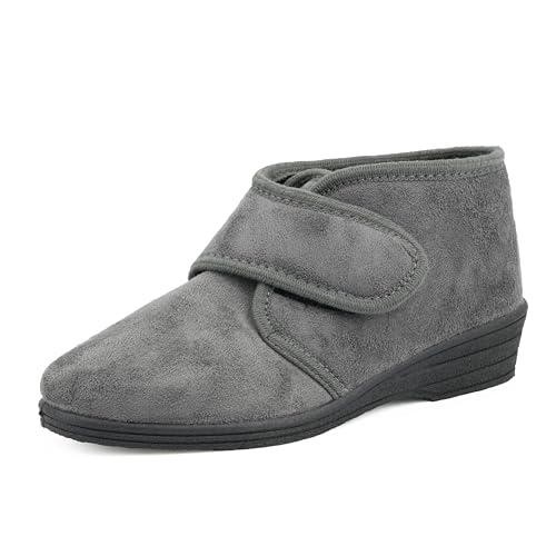 JOMIX Diabetiker Schuhe Damen Orthopädische Winter Stiefeletten Senioren Hausschuhe mit Klettverschluss