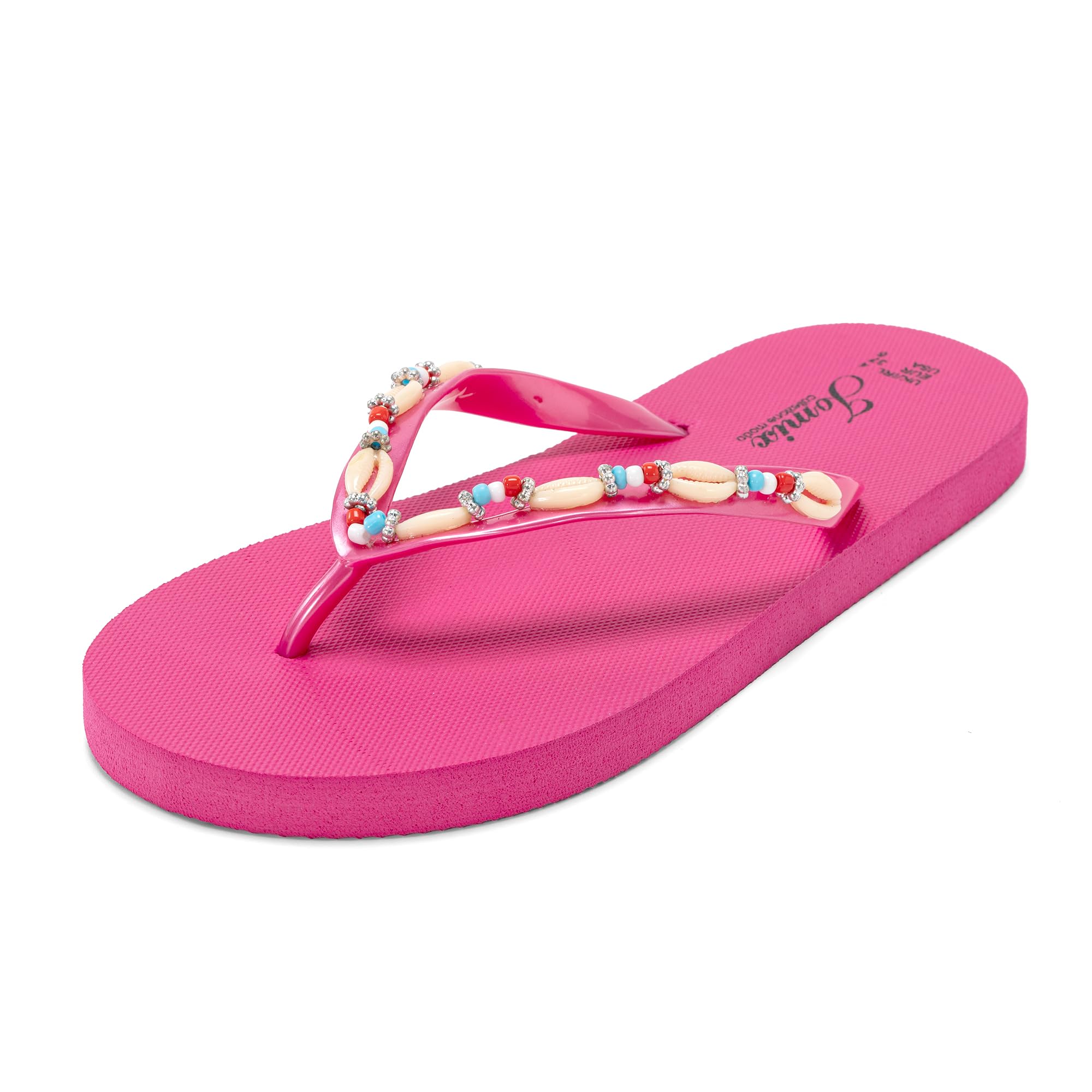 JOMIX Flip Flops Damen - Sommer Bunte Zehentrenner Schlappen Böhmen Sandalen mit Strasssteine Weiche Badelatschen Badeschlappen Meer Pool Strand Schwimmen