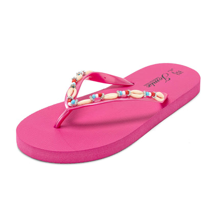JOMIX Flip Flops Damen - Sommer Bunte Zehentrenner Schlappen Böhmen Sandalen mit Strasssteine Weiche Badelatschen Badeschlappen Meer Pool Strand Schwimmen