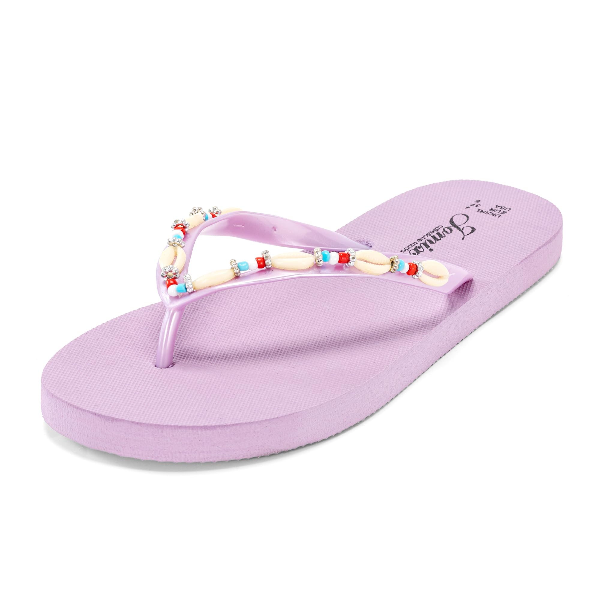 JOMIX Flip Flops Damen - Sommer Bunte Zehentrenner Schlappen Böhmen Sandalen mit Strasssteine Weiche Badelatschen Badeschlappen Meer Pool Strand Schwimmen