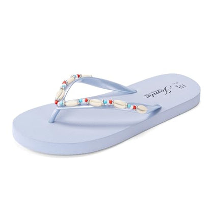 JOMIX Flip Flops Damen - Sommer Bunte Zehentrenner Schlappen Böhmen Sandalen mit Strasssteine Weiche Badelatschen Badeschlappen Meer Pool Strand Schwimmen