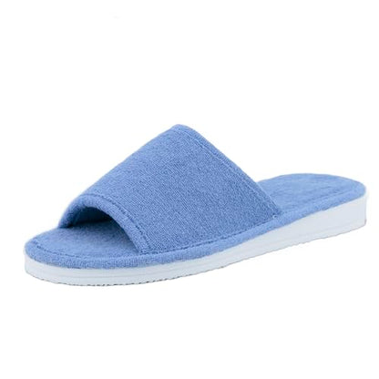 JOMIX Frottee Hausschuhe Damen Weiche Keilabsatz Pantoffeln Offen Bequeme Einfarbige Slipper Indoor